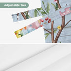 Easter Tie Up Valance Curtains for Windows, Kitchen Curtains Window Shades, Spring Watercolor Bunny Eggs Flower Wood Grain Blue Light Filtering Roman Curtain Valances for Bedroom/Bathroom/Cafe 60"x18"