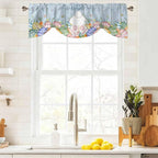 Spring Easter Tie Up Valance Curtains for Windows, Kitchen Curtains Window Shades, Rabbit Ears Foot Colorful Eggs Wooden Plank Light Filtering Roman Curtain Valances for Bedroom/Bathroom/Cafe 42"x12"