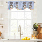Blue Easter Tie Up Valance Curtains for Windows, Kitchen Curtains Window Shades, Spring Cartoon Bunny Colorful Eggs Wood Grain Light Filtering Roman Curtain Valances for Bedroom/Bathroom/Cafe 42"x18"