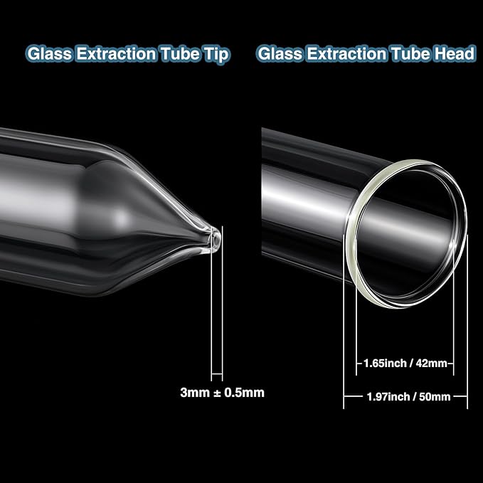 Chunful Glass Extractor Extraction Filter Tube 20" Long 50mm Diameter Thick and Sturdy Extraction Filter Tubes with Stainless Steel Clamp