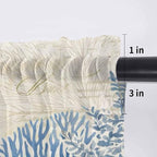 Ocean Corals Sheer Valance Curtains, Summer Beach Coral Sea Stars Retro Texture Light Filtering Kitchen Valances Rod Pocket Voile Curtain Window Treatment for Bedroom/Living Room/Basement 54Wx18L