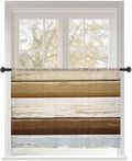 Sheer Curtains 45 Inch Length, Wood Grain Brown Semi Sheer Curtains Light Filtering Window Treatment, Farmhouse Vintage Country Geometric Privacy Voile Drapes for Living Room Bedroom 52x45 Inch