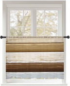 Sheer Curtains 45 Inch Length, Wood Grain Brown Semi Sheer Curtains Light Filtering Window Treatment, Farmhouse Vintage Country Geometric Privacy Voile Drapes for Living Room Bedroom 52x45 Inch
