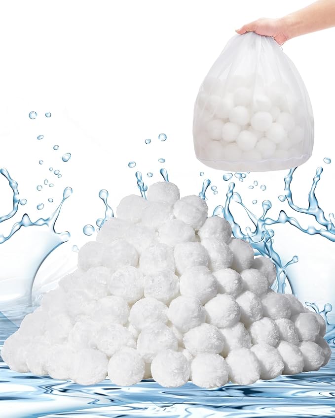 VEVOR Pool Filter Balls for Sand Filter, 3.5 lbs, Filter Balls Replace Pool Filter Sand, Reusable Polyester Fiber Filter Media Balls with Wash Bag, for Swimming Pool Above Ground Pool Aquarium Tank