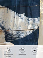 Sheer Curtains 72 Inches Long, Ocean Whale Blue Semi Sheer Curtains Light Filtering Window Treatment, Coastal Vintage Wooden Grain Privacy Voile Drapes for Living Room Bedroom 52x72 Inch