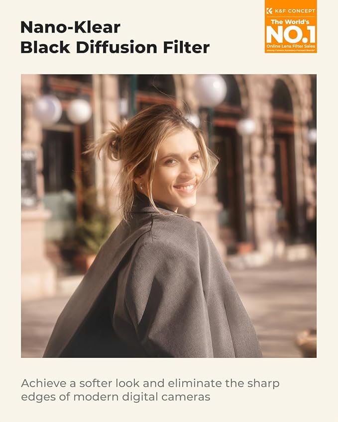 K&F CONCEPT 77mm Black Diffusion 1/2 Filter Mist Cinematic Effect Filter with 18 Multi-Layer Coatings for Video/Vlog/Portrait Photography (K-Series)