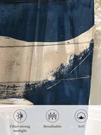 Sheer Curtains 96 Inches Long, Ocean Whale Blue Semi Sheer Curtains Light Filtering Window Treatment, Summer Coastal Vintage Wood Grain Privacy Voile Drapes for Living Room Bedroom 52x96 Inch