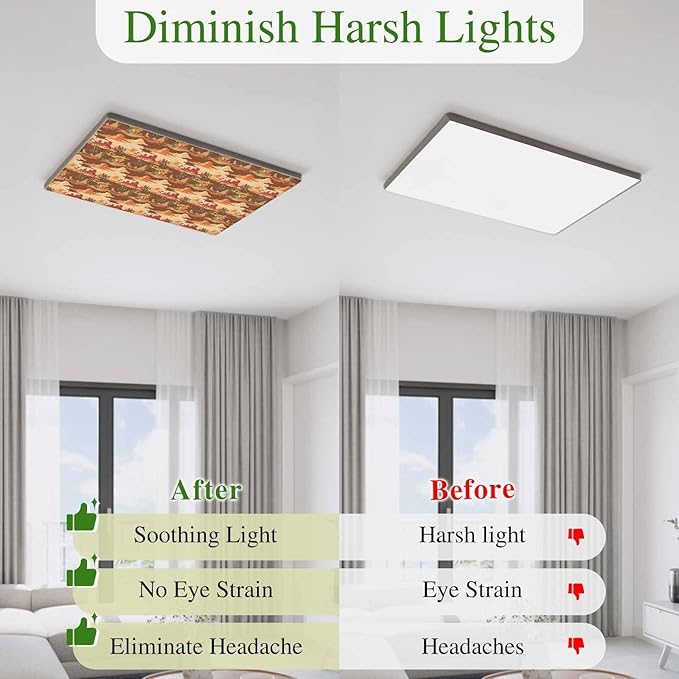 Tropical Plant Cactus Fluorescent Light Covers 2 Pack Western Cowboy Horse Sunset Deserts Brown Magnetic Fluorescent Ceiling Lights Filters for Office Classroom Home Drop Ceiling 4x2 Feet