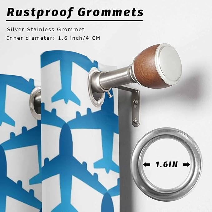 Outdoor Curtains for Patio Waterproof Weatherproof Blue Aircraft Porch Curtains for Outside Modern Abstract Art Gradient Airplane Grommet Privacy Drapes for Pergola Gazebo Cabana, 1 Panel,54W"x108"L