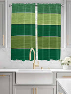 Farm Retro Green Wood Grain Window Valance Curtains, Rustic Wooden Plank Texture Light Filtering Kitchen Valance with 3-inch Rod Pocket for Living Room Bathroom Bedroom,2 Panel,42x63In