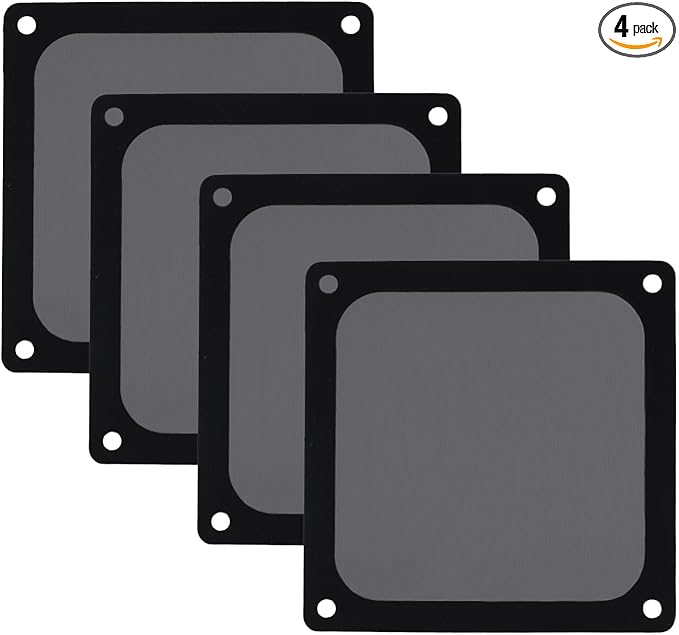120mm Fan Dust Filter Mesh Compatible for Computer Cooler/PSU/Routers Nylon Mesh,Frame PC Fan Dust Meshes Cooler Filter Dustproof Computer Fan Grills (120 * 120mm,4pcs)