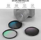 NEEWER 62mm UV CPL ND Lens Filter Kit, UV Protection + Circular Polarizing + Neutral Density (ND8) Camera Lens Filter Set with Multicoated Optical Glass, Slim Frame & Upgraded Foldable Storage Case