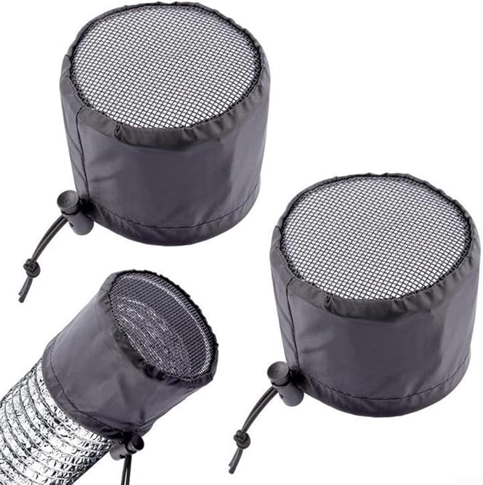 FABULETTA 2Pcs Grow Tent Vent Cover Set 4in 6in 8in Waterproof Oxford Cloth Mesh Duct Filter with Elastic Band and Fixed Buckle for Plant Greenhouse Airflow Dust and Pest Control(6in)