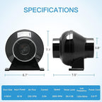 iPower 4 Inch 230 CFM Inline Fan Circulation Vent Blower, Air Carbon Filter, 8 Feet Ducting for Grow Tent Ventilation, Black