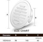 Zonon 24 Pcs Stainless Steel Soffit Vents 4 Inch Round Dryer Vent Cover with Mesh Screen for Home Outdoor Bathroom Wall Ceiling Outside Exterior Exhaust (White)