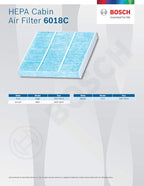 BOSCH 6018C HEPA Cabin Air Filter - Compatible with Select Ford Edge; Lincoln MKX; Mazda CX-9