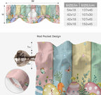 Easter Tie Up Valance Curtains for Windows, Kitchen Curtains Window Shades, Spring Rabbit Ears Foot Eggs Floral Wooden Grain Light Filtering Roman Curtain Valances for Bedroom/Bathroom/Cafe 42"x18"