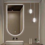 Wall Mirror Arched Bathroom Mirrors, 3-Color Lighted Bathroom Makeup Mounted Mirror, with Demister Pad, Dimming Function for Bathroom Living Room Bedroom Entryway(15.9"x31.9"/40x80cm)