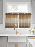 Vintage Brown Gradient Wood Grain Window Valance Curtains, Farmhouse Wood Barn Light Filtering Kitchen Valance with 3-inch Rod Pocket for Living Room Bathroom Bedroom,2 Panel,27.5x36In