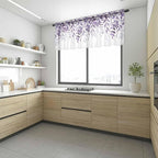 Eucalyptus Leaves Sheer Valance Curtains, Purple Leaves Idyllic Winds Farmhouses Light Filtering Kitchen Valances Rod Pocket Voile Curtain Window Treatment for Bedroom/Living Room/Basement 54Wx18L