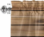 Kitchen Valances for Window, Farm Sunflower on Vintage Wood Grain Light Filtering Rod Pocket Valance Curtain, Spring Country Plant Short Curtains Window Topper for Bedroom Living Room 54x18in