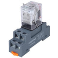 Electromagnetic Power Relay, 8-Pin 10 AMP 12V AC Relay Coil with Socket Base, LED Indicator, DPDT 2NO 2NC - MY2NJ [Applicable for DIN Rail System]