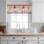Ladybug Gnome Sheer Valance Curtains, Country Summer Rustic White Yellow Daisy Floral Wood Grain Light Filtering Kitchen Valances Rod Pocket Voile Curtain for Bedroom/Living Room/Basement 42Wx12L