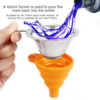 3D Printer Metal Filter Funnel,3D Printer Resin Foldable Silicone Funnel+Metal Filter Mesh,Convenient Folding Design,Easy to Clean, for All 15mm Neck Width Bottles