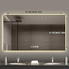 Bathroom Mirror with LED Lights，LED Bathroom Mirror，Smart Lighted Bathroom Mirror for Wall，Energy-Saving LED Smart Mirrors，with Demister Pad，Three-Color Light(H70*W90cm/H27.6*W35.4IN)