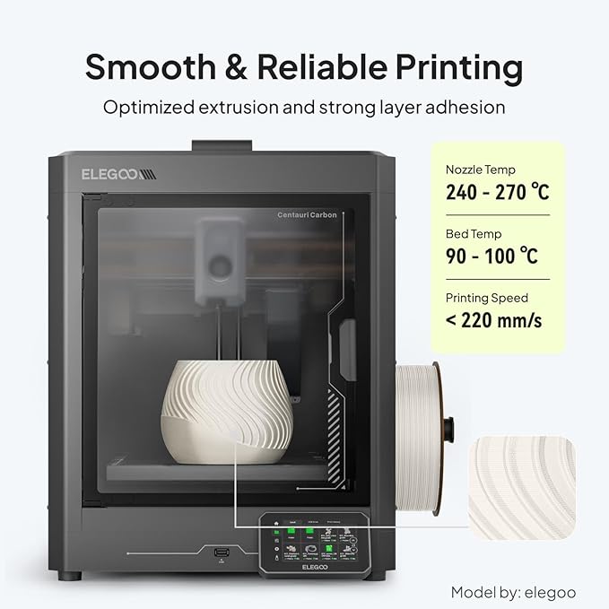 ELEGOO ASA Filament 1.75mm Black 1KG, UV & Weather Resistant 3D Printer Filament for Outdoor Functional Parts, High Impact Strength Engineering Grad 1kg Spool (2.2lbs) Fit for FDM Printers