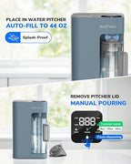 Ecoviva Mate 3 Countertop Reverse Osmosis Water Filter, 8-Stage RO Water Filtration System with 44oz Water Pitcher Smart Auto-Filling, 3:1 Pure to Drain, NSF Certified Tabletop Purifier, Blue