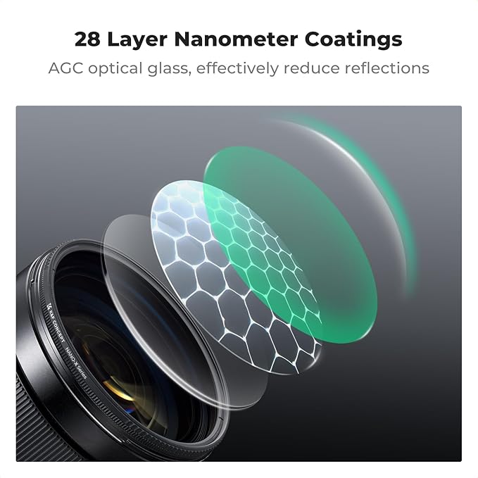 K&F CONCEPT 77mm True Color Ultra-Low Reflectivity CPL Filter Polarizer Lens Filter Circular Polarizing for Camera Lenses with 28 Multi-Coated (Nano-X Series)