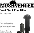 Vent Stack Pipe Filter with Mushroom Cap | Eliminates Outdoor Odors | Fits Standard PVC/ABS Pipes | Durable ABS Construction | Long-Lasting Activated Carbon | Earth-Friendlier | Fits 1.5/2.0"
