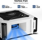 ALORAIR 2 Stage 270° Intake (580/780CFM) Air Filtration Systems Woodworking Built-In Ionizer with Remote Control & Strong Vortex Fan, Hanging Mode for Works Shop, Shop Dust Collectors, Purecare 780IG