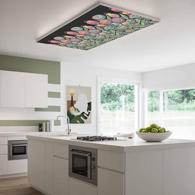 Fluorescent Light Covers for Ceiling Lights Colorful Flowers Magnetic Light Filters 3 Pack 4x2 ft Abstract Lines Floral Ceiling Lights Cover for Classroom Office School Home Drop Lamp Decor