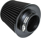 KYOSTAR Universal 3.5" (89mm) High-Flow Air Filter, Reusable Cone Cold Air Intake, High Performance Washable Clamp-On Car High Flow Air Kit, Flange Diameter: 3.5 Inch, Filter Height: 6.1 Inch, Black