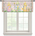Happy Easter Sheer Valances for Windows 60"x18", Light Filtering Kitchen Curtains Valance, Spring Gnomes Duck Floral Eggs Pink Plaid Rod Pocket Chiffon Curtains for Living Room Bedroom Cafe