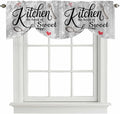 Kitchen Knife Fork Tie Up Valance Curtains for Windows, Kitchen Curtains Window Shades, Vintage Love Heart Grey Wood Grain Light Filtering Roman Curtain Valances for Bedroom/Bathroom/Cafe 60"x18"