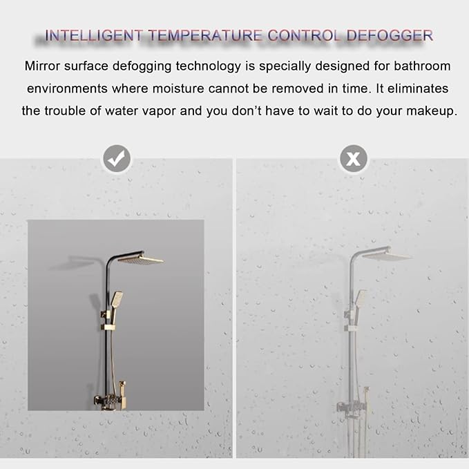 Bathroom Mirror with LED Lights，Smart Illuminated LED Bathroom Mirror，Energy-Saving LED Smart Mirrors，LED Mirror for Bathroom，with Demister Pad and Smart Touch Switch(H80*W90cm/H31.5*W35.4IN)