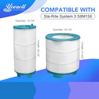 Pool Filter S8M150 Sta-Rate System 3 170147 Pentair Modular Media 450 25022-0203s-25021-0202s Inner and Outer Cartridge Replacement Kit (Teal)