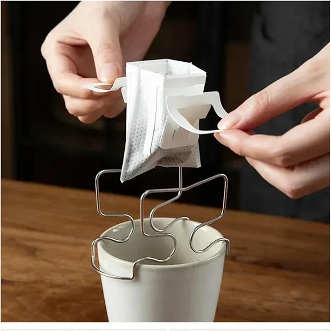 1x Coffee Filter Holder Portable Reusable Outdoor Tea Filters Dripper Baskets Disposable Ear Drip Paper Bag Shelf Japanese Style(A)