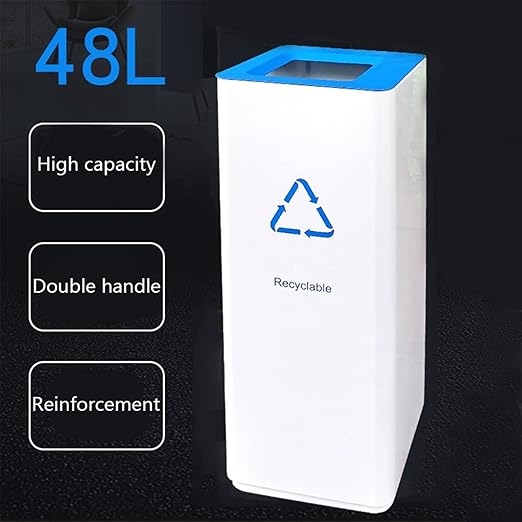GLigeT Outdoor Trash can White Combined Trash Can Large-Capacity Square Sorting Trash Can Outdoor Direct Throw Trash Can Without Cover, Anti-Fingerprint Technology 48L Trash Can (Size : C)