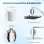 Hibbent Upgraded High Output Shower Filter for Hard Water, 20 Stage Showerhead Filter with Vitamin C, Removes Chlorine and Fluoride, Reduces Dry Itchy Skin, Eczema, and Dandruff, Chrome