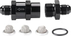 6AN Inline Fuel & Oil Feed Filter Set with 30 80 150 Micron Elements Aluminum Black