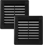 Vent Systems 3" x 3" - Pack of 2 - Black Plastic Soffit Vent Cover - Durable Flat Square Air Vent Grille with Mesh Screen - Weather Resistant Ventilation Grill - Wall & Ceiling, Indoor & Outdoor