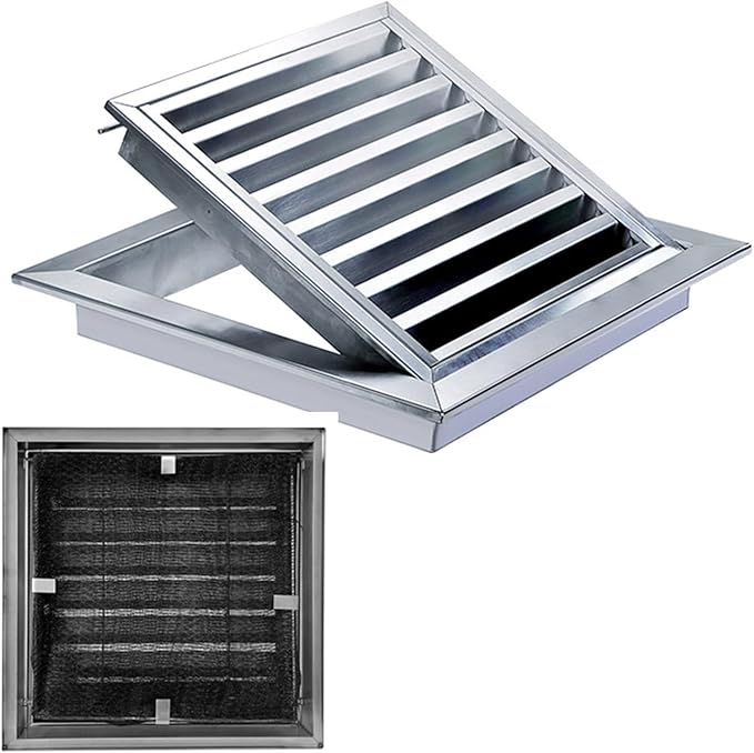Square Stainless Steel Vent Grille with Removable Filter Mesh, Weatherproof Louver Air Return Vent Cover for Home/Shed/Garage/Roof(24x24in/61x61cm)
