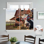 Farm Cows Bedroom Curtains 63 Inch Length, Window Curtains Tab Top, Farmhouse Barn Funny Animals Butterfly Light Filtering Window Treatments Drapes 42"x63" 2 Panel