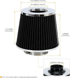 PTNHZ Universal Balck 2.5" 63mm High Flow Cold Air Intake Cone Air Filter Power Intake Air Inlet System Air Cleaner