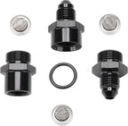 4AN Inline Fuel & Oil Feed Filter Set with 30 80 150 Micron Elements Aluminum Black