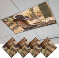 4 Pack Fluorescent Light Cover, Cowboy Western Light Covers for Ceiling Lights, Cowboy Hats Boots Desert Cacti Vintage Magnetic Lights Filters Ceiling Shade for Classroom/Office - 4 x 2 Feet